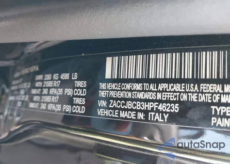 2017 Jeep Renegade Trailhawk 4X4 z USA, uszkodzony, nr VIN ZACCJBCB3HPF46235